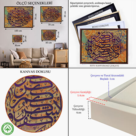 Kahverengi Çerçeveli Siz beni Anın ki, Sizi Anayım; Şükredin, Nankörlük Etmeyin, Ayeti Yazılı Tablo