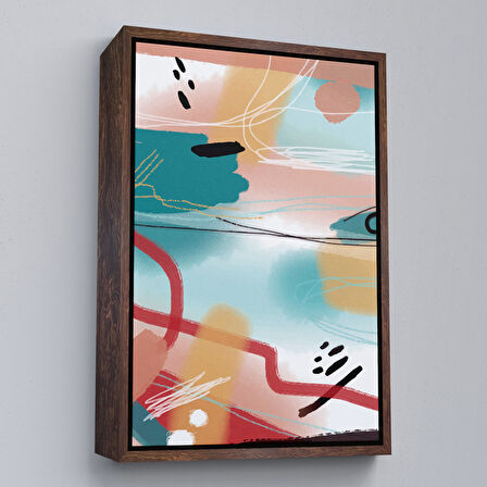 Altın Çerçeveli Renkli Soyut Şekiller Tablosu