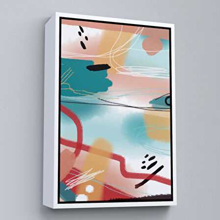 Siyah Çerçeveli Renkli Soyut Şekiller Tablosu