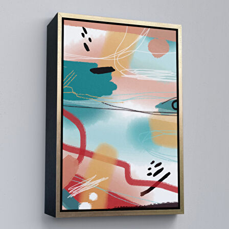 Siyah Çerçeveli Renkli Soyut Şekiller Tablosu