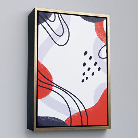 Kahverengi Çerçeveli Renkli Soyut Şekiller Tablosu