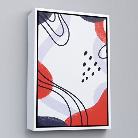 Kahverengi Çerçeveli Renkli Soyut Şekiller Tablosu