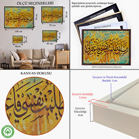 Beyaz Çerçeveli Rabbim, Ben Nefsime Zulmettim, Beni Bağışla (kasas Suresi 16.ayet) Yazılı Tablo