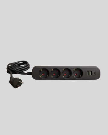 Akım Korumalı Çoklu Priz 4’lü 2 USB 1 Type-C 2500W Güçlü Tasarım
