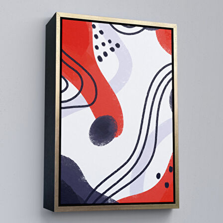 Beyaz Çerçeveli Renkli Soyut Şekiller Tablosu