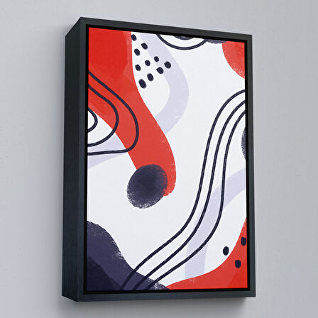 Beyaz Çerçeveli Renkli Soyut Şekiller Tablosu