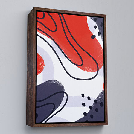 Beyaz Çerçeveli Renkli Soyut Şekiller Tablosu