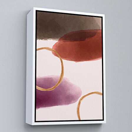 Beyaz Çerçeveli Renkli Soyut Şekiller Tablosu