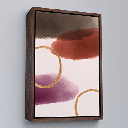 Kahverengi Çerçeveli Renkli Soyut Şekiller Tablosu