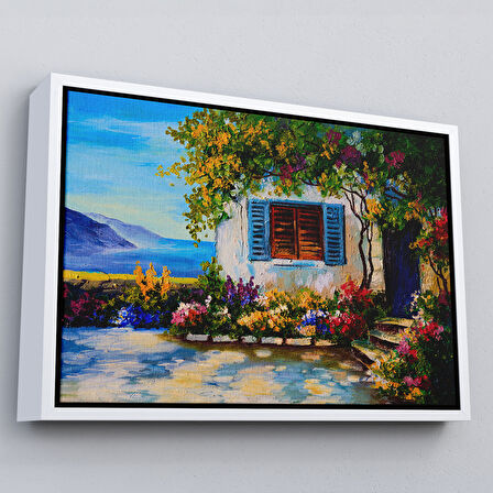 Siyah Çerçeveli Deniz Manzaralı Güzel Ev Dekoratif Kanvas Duvar Tablosu