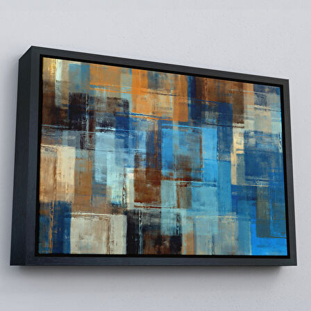 Beyaz Çerçeveli Soyut Yağlıboya Görünüm Dekoratif Kanvas Duvar Tablosu