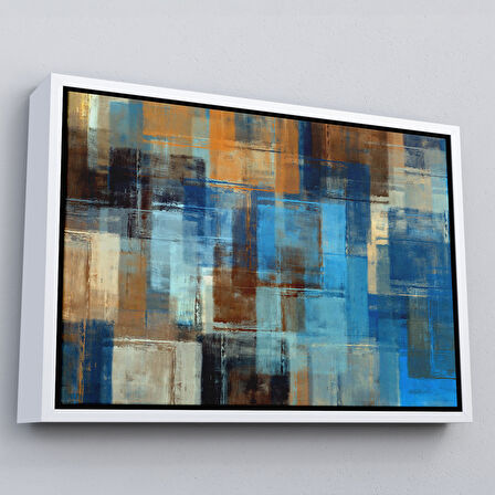 Siyah Çerçeveli Soyut Yağlıboya Görünüm Dekoratif Kanvas Duvar Tablosu