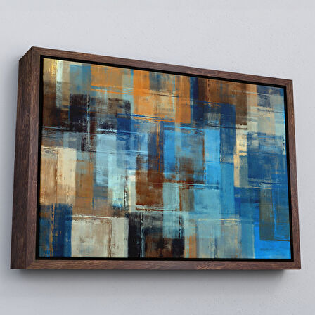 Siyah Çerçeveli Soyut Yağlıboya Görünüm Dekoratif Kanvas Duvar Tablosu