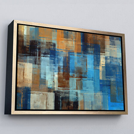 Siyah Çerçeveli Soyut Yağlıboya Görünüm Dekoratif Kanvas Duvar Tablosu