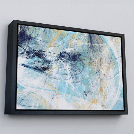 Altın Çerçeveli Fütüristlik Soyut Dekoratif Kanvas Duvar Tablosu