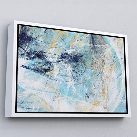 Altın Çerçeveli Fütüristlik Soyut Dekoratif Kanvas Duvar Tablosu