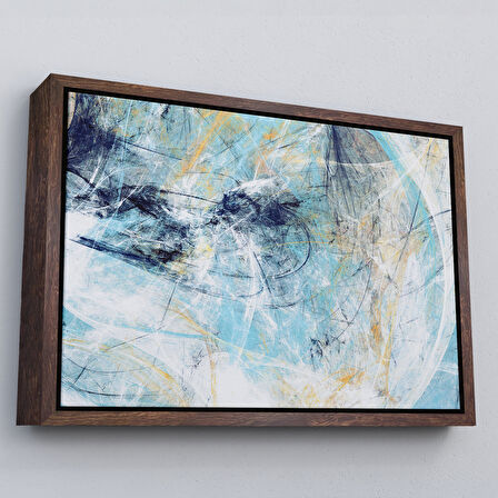 Altın Çerçeveli Fütüristlik Soyut Dekoratif Kanvas Duvar Tablosu