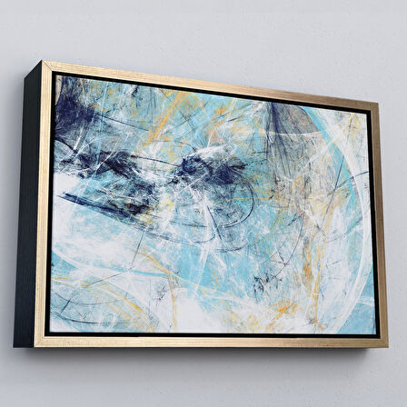 Kahverengi Çerçeveli Fütüristlik Soyut Dekoratif Kanvas Duvar Tablosu