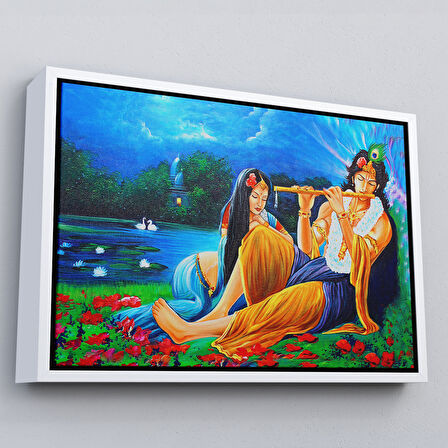 Kahverengi Çerçeveli Hindistanlı Aşıklar Dekoratif Duvar tablosu