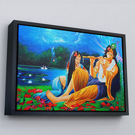 Siyah Çerçeveli Hindistanlı Aşıklar Dekoratif Duvar tablosu