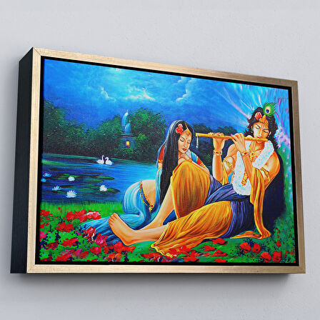 Siyah Çerçeveli Hindistanlı Aşıklar Dekoratif Duvar tablosu