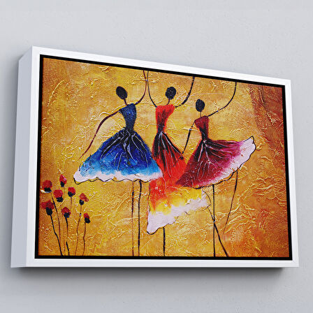 Kahverengi Çerçeveli İspanyol Dansı Yağlıboya Görünüm Dekoratif Kanvas Duvar Tablosu