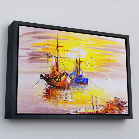 Altın Çerçeveli Venedik İtalya Yağlıboya Görünüm Dekoratif Kanvas Duvar Tablosu