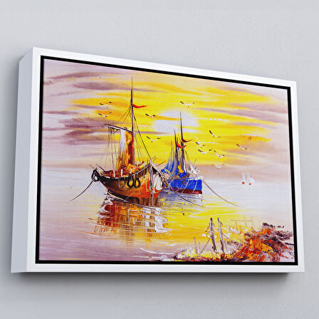 Altın Çerçeveli Venedik İtalya Yağlıboya Görünüm Dekoratif Kanvas Duvar Tablosu