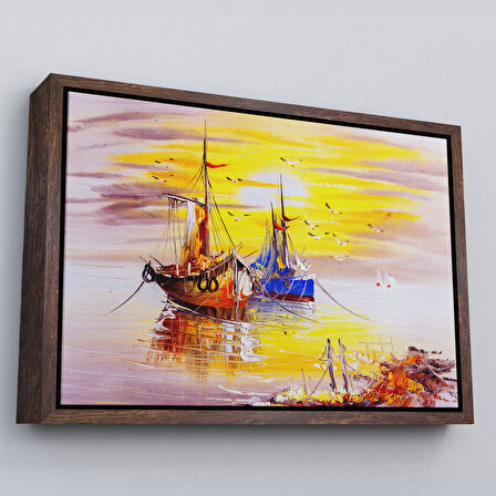 Altın Çerçeveli Venedik İtalya Yağlıboya Görünüm Dekoratif Kanvas Duvar Tablosu