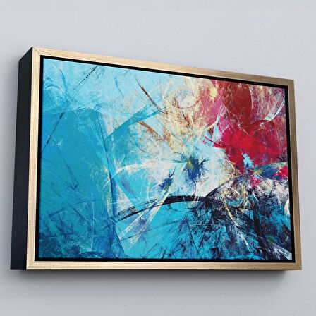 Kahverengi Çerçeveli Soyut Yağlıboya Görünüm Dekoratif Kanvas Duvar Tablo