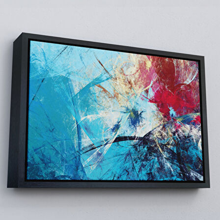 Siyah Çerçeveli Soyut Yağlıboya Görünüm Dekoratif Kanvas Duvar Tablo