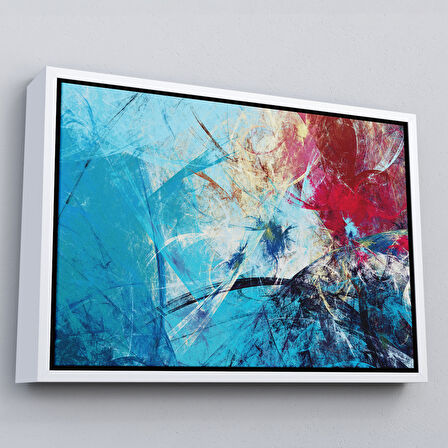 Siyah Çerçeveli Soyut Yağlıboya Görünüm Dekoratif Kanvas Duvar Tablo