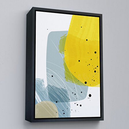 Altın Çerçeveli Renkli Soyut Geometrik Şekiller Tablosu