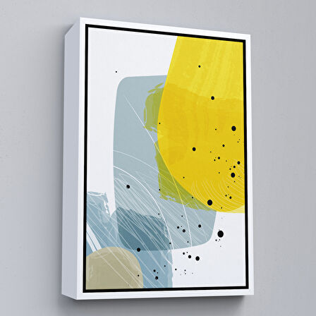 Altın Çerçeveli Renkli Soyut Geometrik Şekiller Tablosu