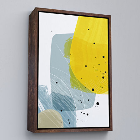 Altın Çerçeveli Renkli Soyut Geometrik Şekiller Tablosu