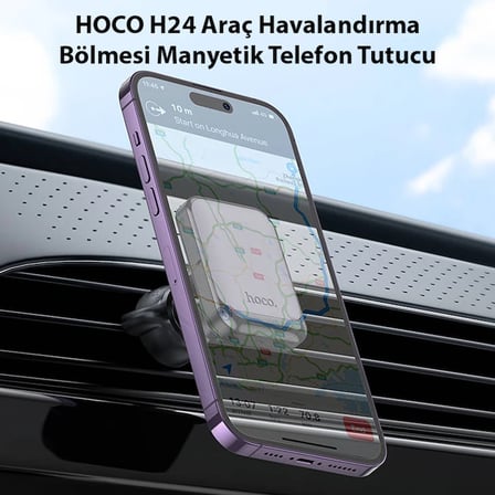 HOCO H24 Araç Havalandırma Bölmesi Manyetik Telefon Tutucu-(5775) — Renk: Siyah
