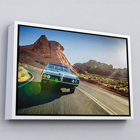 Siyah Çerçeveli Çölde Eski Araba Dekoratif Kanvas Duvar Tablosu