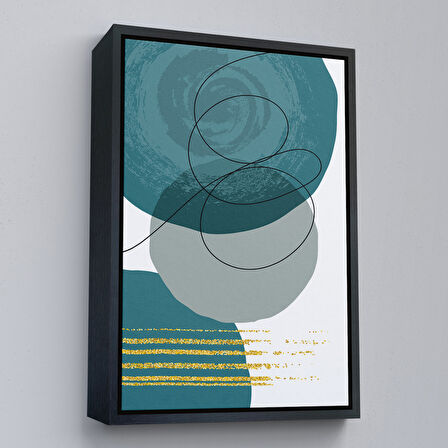 Siyah Çerçeveli Renkli Soyut Geometrik Şekiller Tablosu