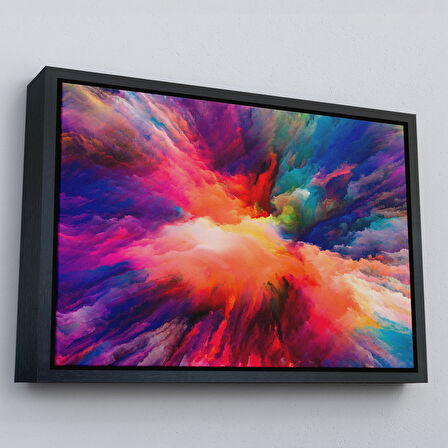 Beyaz Çerçeveli Yaratıcı Renkler Yağlıboya Görünüm Dekoratif Kanvas Duvar Tablosu