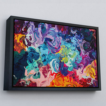 Siyah Çerçeveli Modern Tarz Yağlıboya Görünüm Dekoratif Kanvas Duvar Tablosu