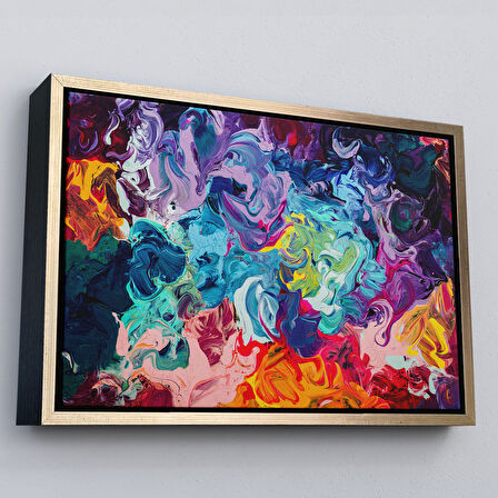 Siyah Çerçeveli Modern Tarz Yağlıboya Görünüm Dekoratif Kanvas Duvar Tablosu