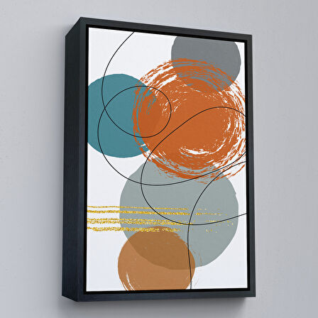 Siyah Çerçeveli Renkli Soyut Geometrik Şekiller Tablosu