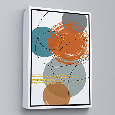 Siyah Çerçeveli Renkli Soyut Geometrik Şekiller Tablosu