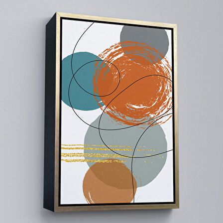 Siyah Çerçeveli Renkli Soyut Geometrik Şekiller Tablosu