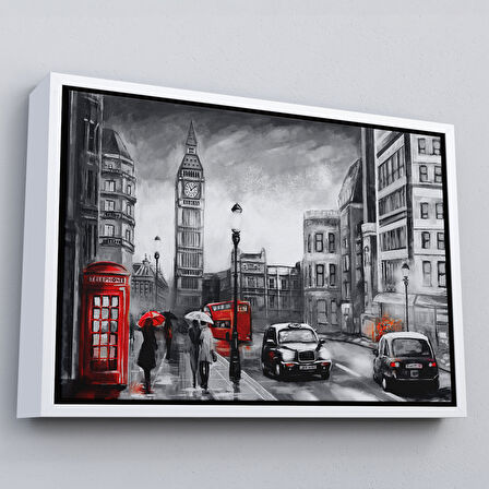 Altın Çerçeveli Ingiltere Londra Yağlıboya Görünüm Dekoratif Tablo