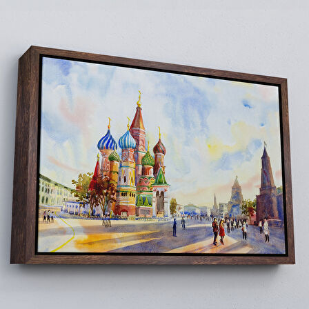 Beyaz Çerçeveli Kremlin Ve Kızıl Meydan Aziz Basil Katedrali Moskova Tablo