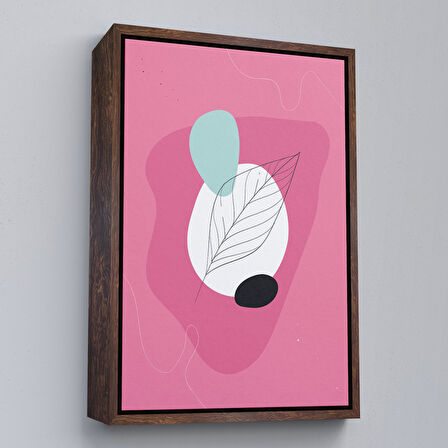 Kahverengi Çerçeveli Renkli Soyut Geometrik Şekiller Tablosu