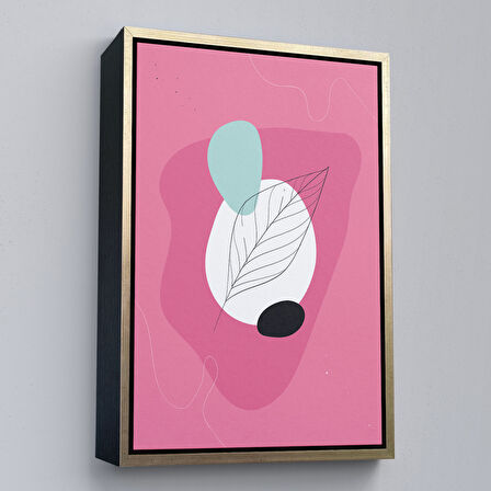 Kahverengi Çerçeveli Renkli Soyut Geometrik Şekiller Tablosu