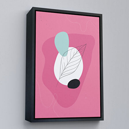 Kahverengi Çerçeveli Renkli Soyut Geometrik Şekiller Tablosu