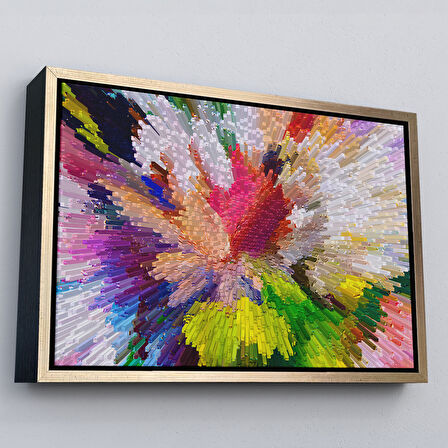 Kahverengi Çerçeveli Soyut Sanatsal Yağlıboya Görünüm Dekoratif Kanvas Duvar Tablosu